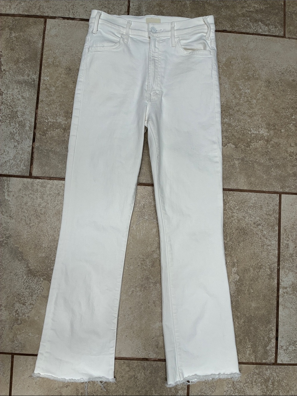 MOTHER White High-Rise Straight-Leg Jeans